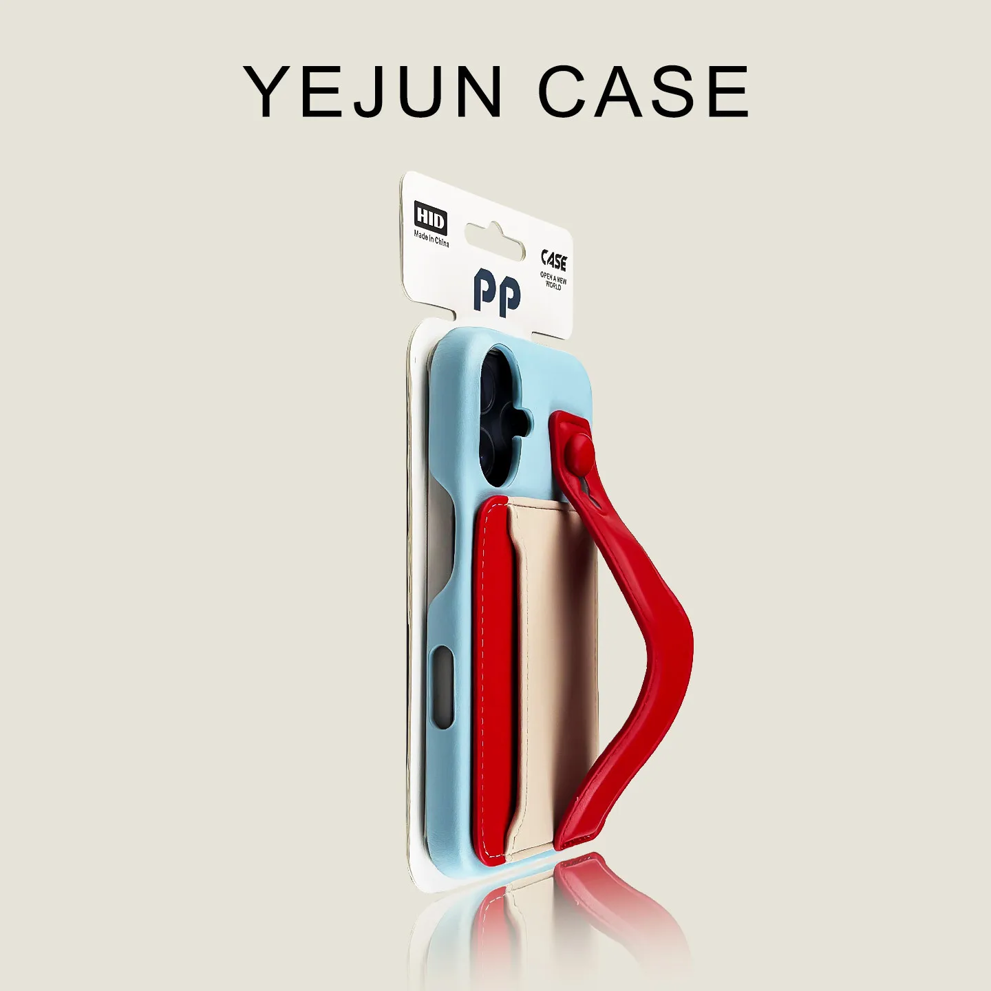 Applicable to iphone16/16pro mobile phone case 17 blue case red wristband Apple 18promax color matching card bag 15