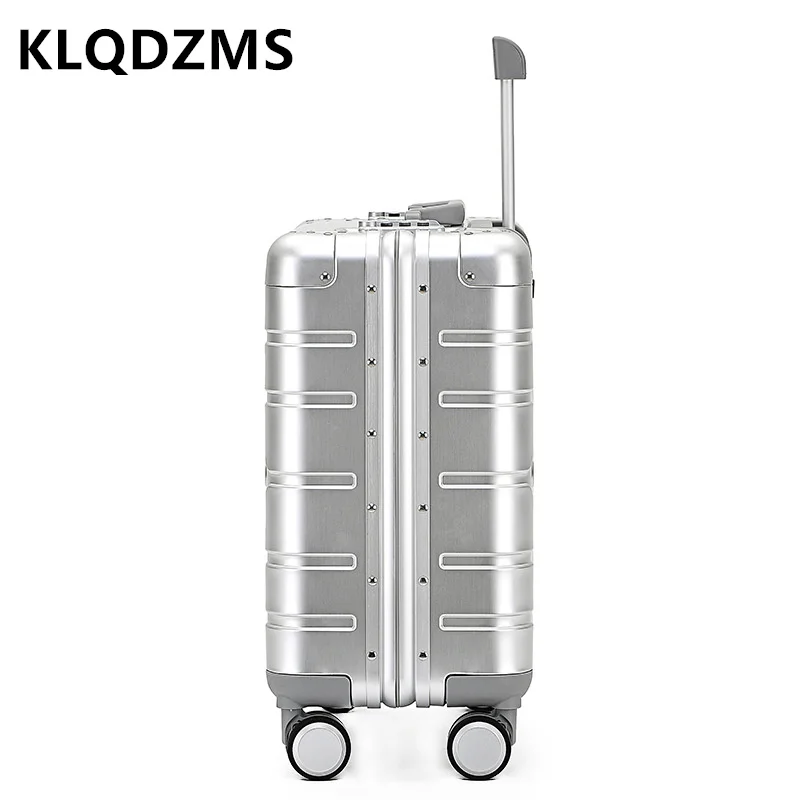 KLQDZMS 18 Inch Mini Trolley Case Universal Wheel Luggage All Aluminum Magnesium Alloy Suitcase Password Box Rolling Luggage