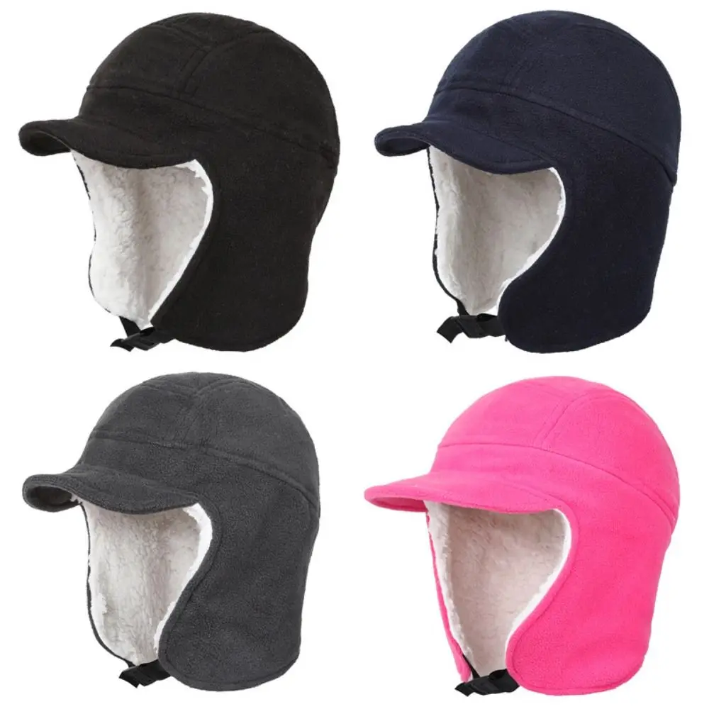 Simple Windbreak Ear Protection Plush Cap Fleece Lining Soft Winter Earflap Hat Coldproof Thermal Riding Earflap Cap Cycling