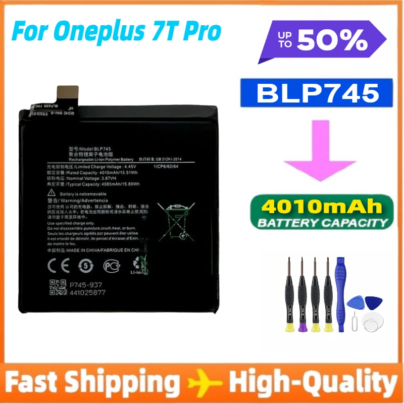 

BLP745 4010mAh Phone Battery for Oneplus 7T Pro 7TPro Mobile Phone Batteries + Free Tools