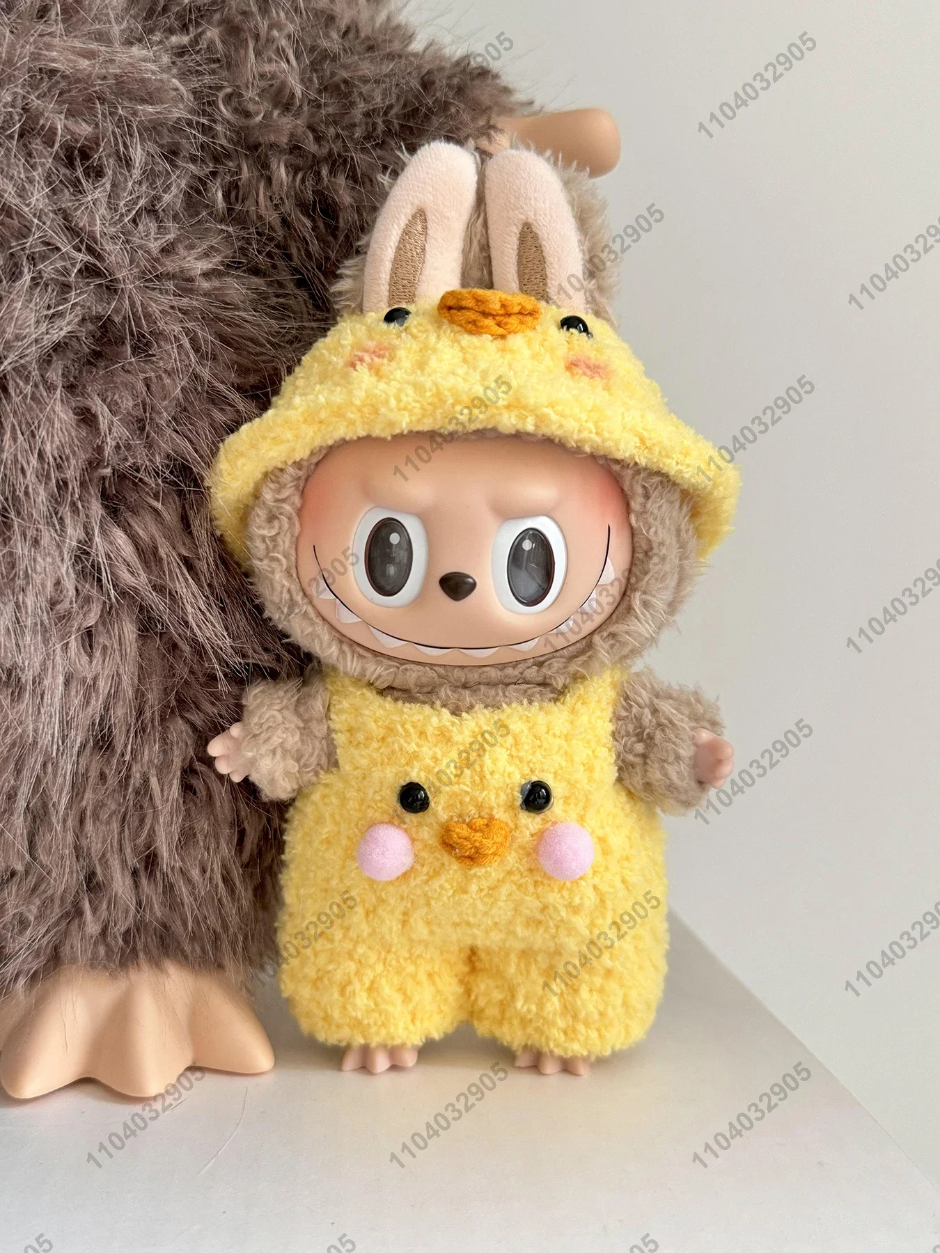 Labubu The Monster Little Yellow Duck Costume Doll Clothes Vinyl Plush Doll Original Replica 1:1 Action Figure Bag Charm Pendant