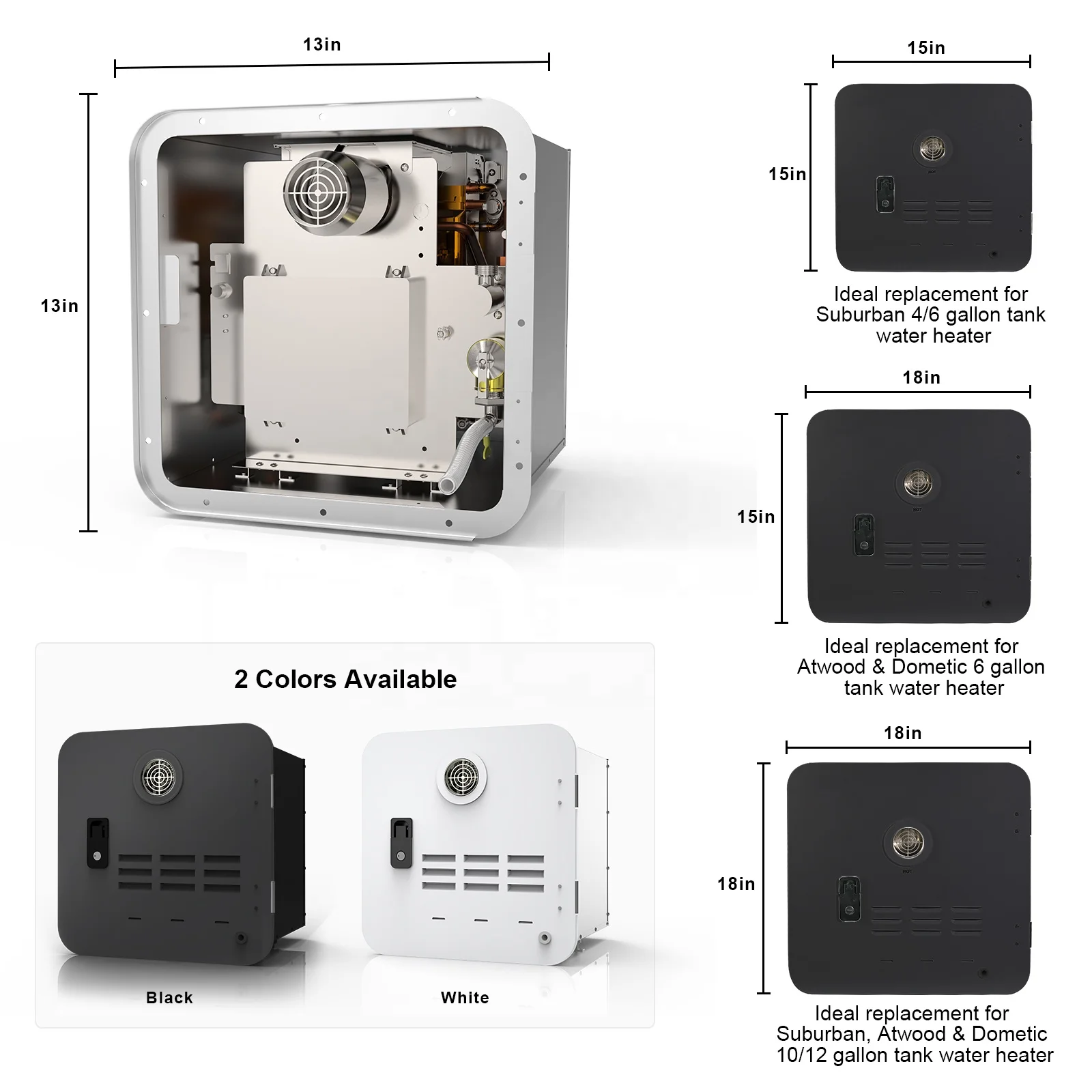 تصميم جديد 10L/دقيقة سخان الماء الساخن بالغاز الأبيض للقوافل و RV 20kW مبادل حراري نحاسي كهربائي بدون خزان #3