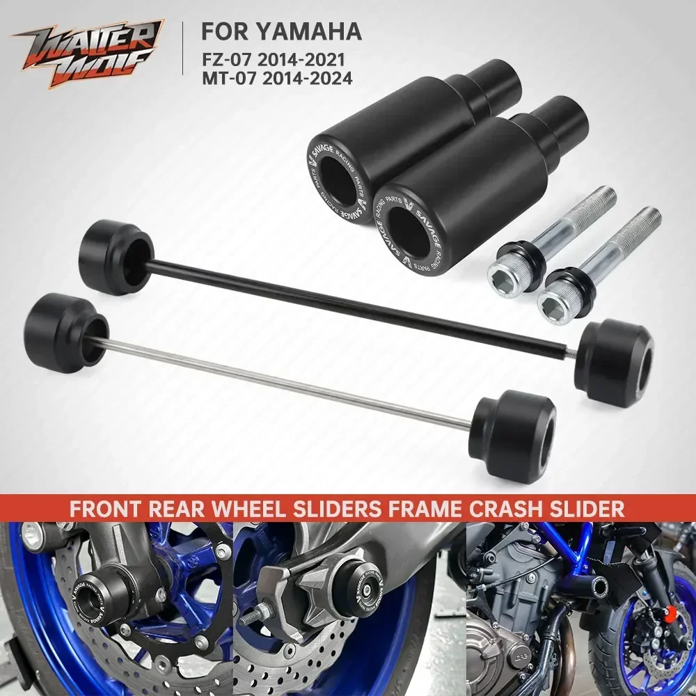 Front Axle Fork Wheel Rear Swingarm Crash Sliders For Yamaha MT-07 FZ-07 MT07 FZ07 FZ MT 07 2014-2024 Fairing Frame Slider Guard