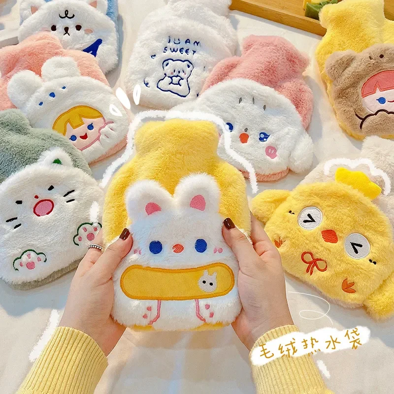 

Lovely Cartoon Plush Hot Water Bottle, Water-Filled Hot Water Bag, Hot Compress, Portable, Detachable, Feet Hand Warmers, Winter