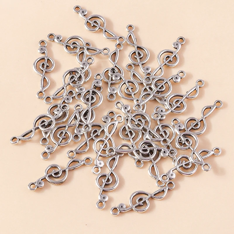 30 Stück 10x29mm Niedliche Legierungs-Musiknoten-Anhänger Verbinder für Schmuckherstellung DIY Armbänder Halsketten Ohrringe Handgemachtes Kunsthandwerk Geschenk – Detail 6