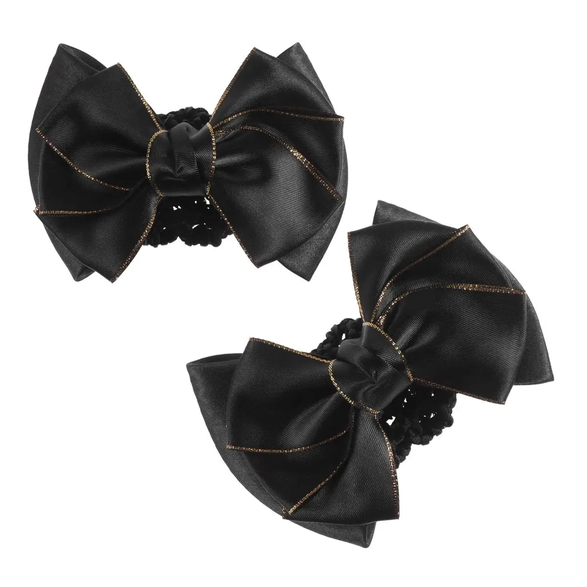 

2Pcs GoldEdged Bowknot BunNets Hair Snood For Work Women Summer Protection Durable LongLasting HairAccessory