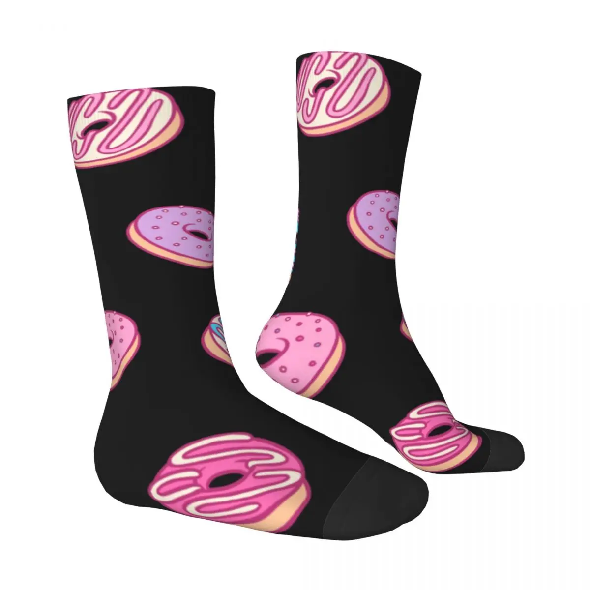 Pastel Donut Stockings Hand Drawn Custom Fashion Socks Winter Non Skid Socks Girls Climbing Soft Breathable Socks