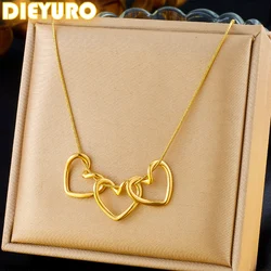 DIEYURO 316 Stainless Steel Golden Minimalist Heart Necklace For Women Fashion Trend Girl Jewelry Valentine's Day Gift Joyas