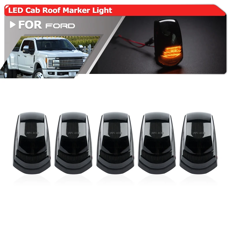 

Euro-Style Smoked Front Amber Led Cab Roof Cargo Marker Clearance Lights For Ford F250 F350 F450 F550 Super-Duty 2017-2022