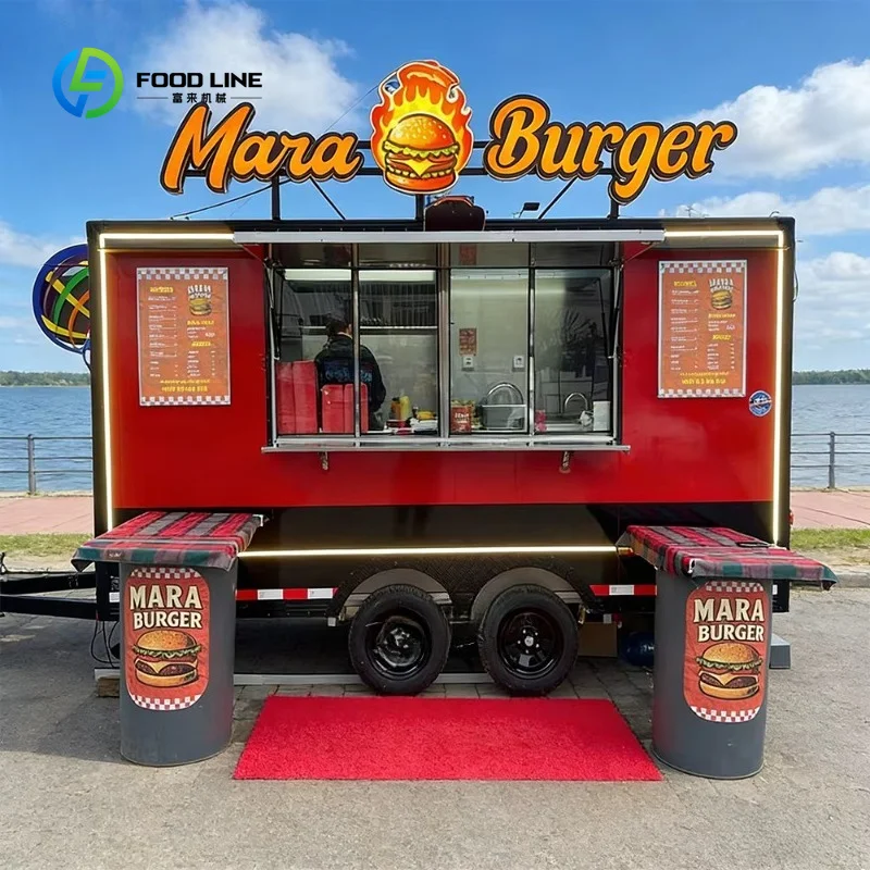 Customized Concession Food Trailer 304 Stainless Steel CE Certified for Burger Snack Outdoor Catering Business