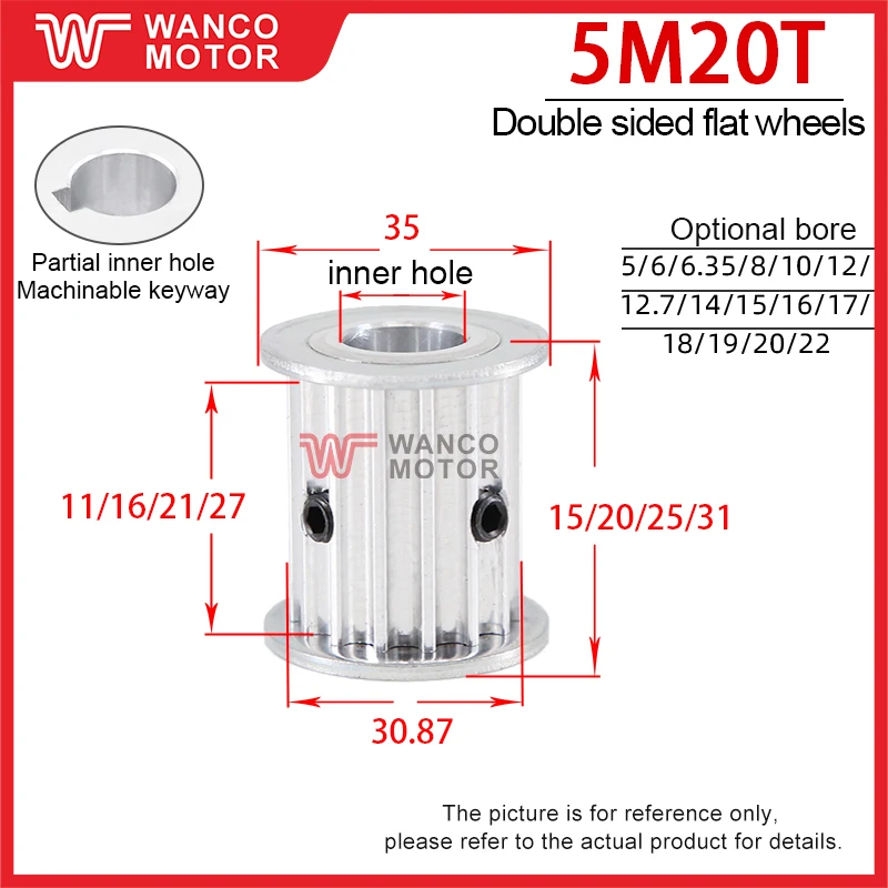 HTD 5M 20T/22 Tooth Synchronous Pulley AF Type 5M Synchronous Pulley Applicable Belt Width 10/15/20/25mm Hole Diameter 5mm-22mm