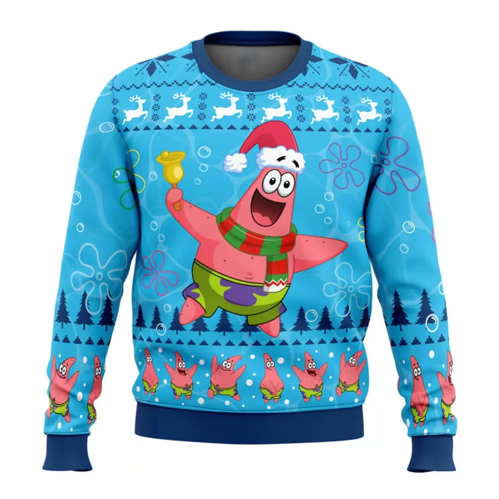 2025 New SpongeBob SquarePants Nickelodeon Ugly Christmas Sweater Fashion Women\'s Men\'s Hoodie Cartoon Anime Couple Sports Shirt