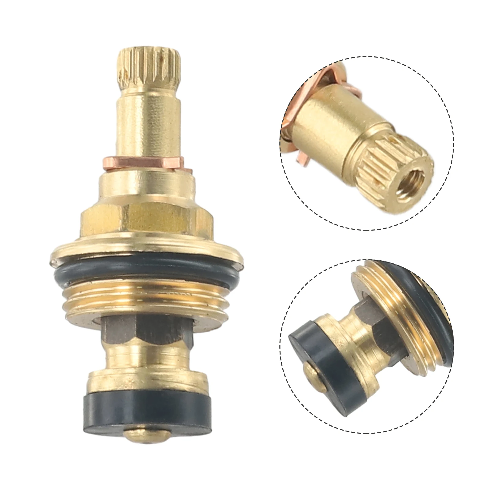 Brass Slow Opening Spool Faucet Hot And Cold Water Spool G1/2 20 Tooth With Rubber Retaining Gasket Opening Valve Core