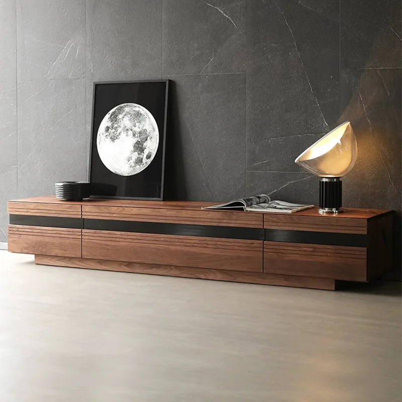 

North American black walnut TV cabinet solid wood modern simple Nordic Japanese-style living room small apartment clamshell