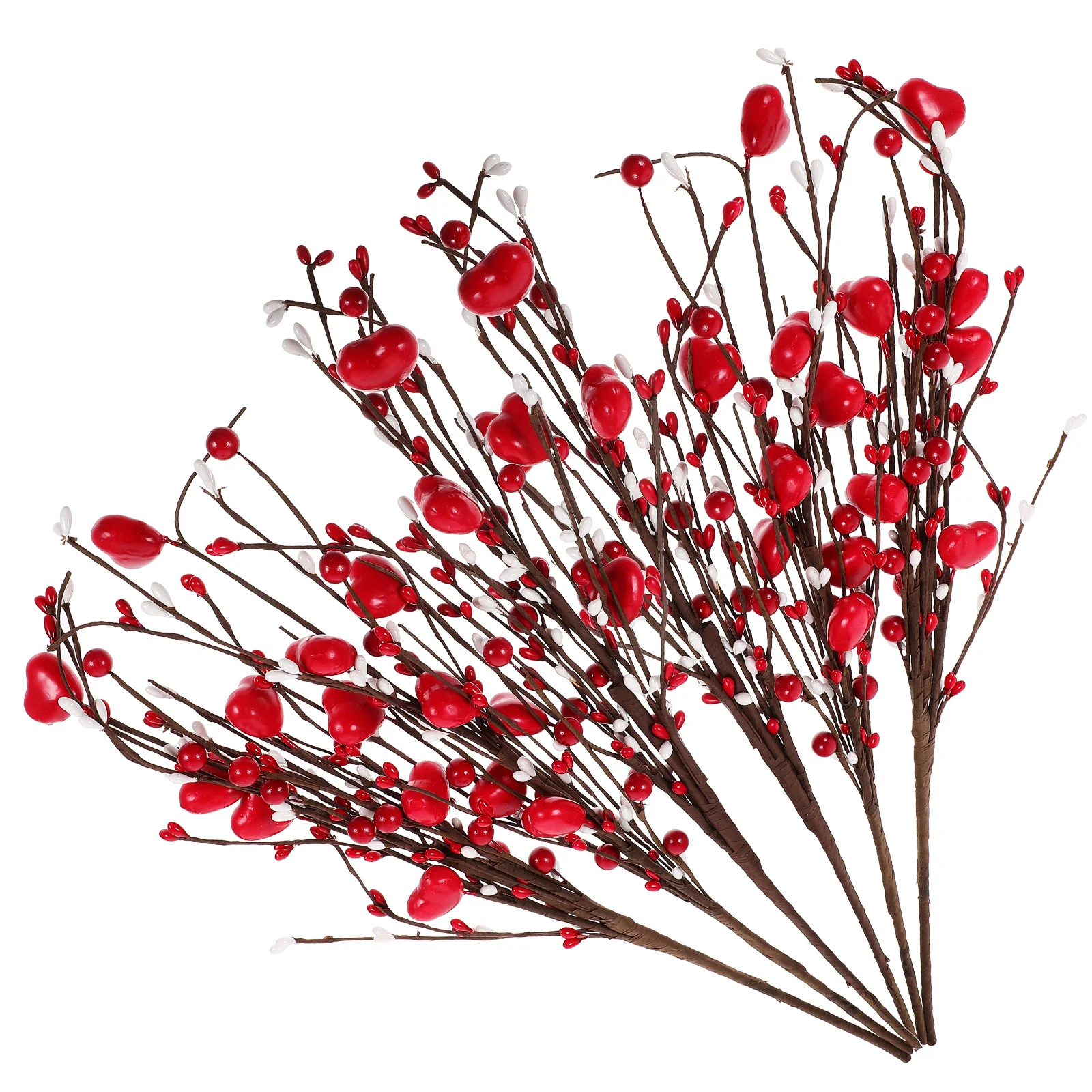 

6pcs Artificial Berry Picks Lifelike Valentines Day Fake Flower Decor Table Centerpiece Diy Craft Holiday Wedding Decoration