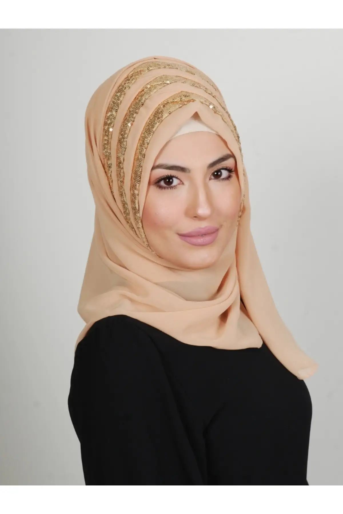 Sequined Modern Ready Turban Gold Color