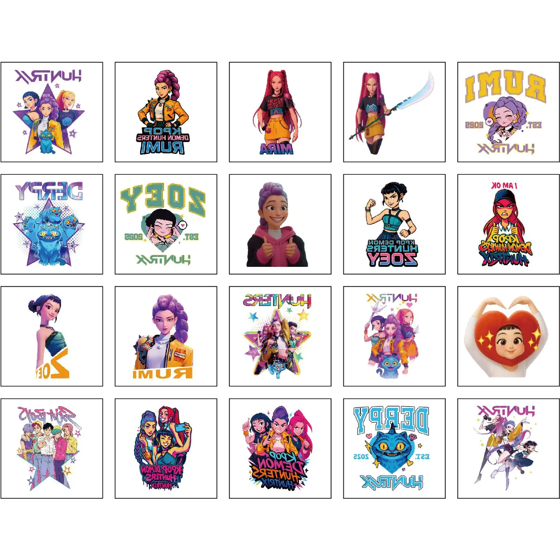 2025 20 قطعة/المجموعة الكرتون Kpop شيطان الصيادين رومي كانغ المؤقتة الوشم ملصق رومي الوشم ملصق شيطان لهدايا الحفلات #2