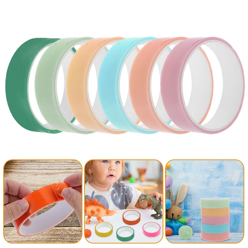 6 لفات من شريط الكرة اللزج الملون، أشرطة لاصقة لتخفيف التوتر، لعبة فيدجيت كرافت، مريحة ومحمولة للأطفال والكبار
