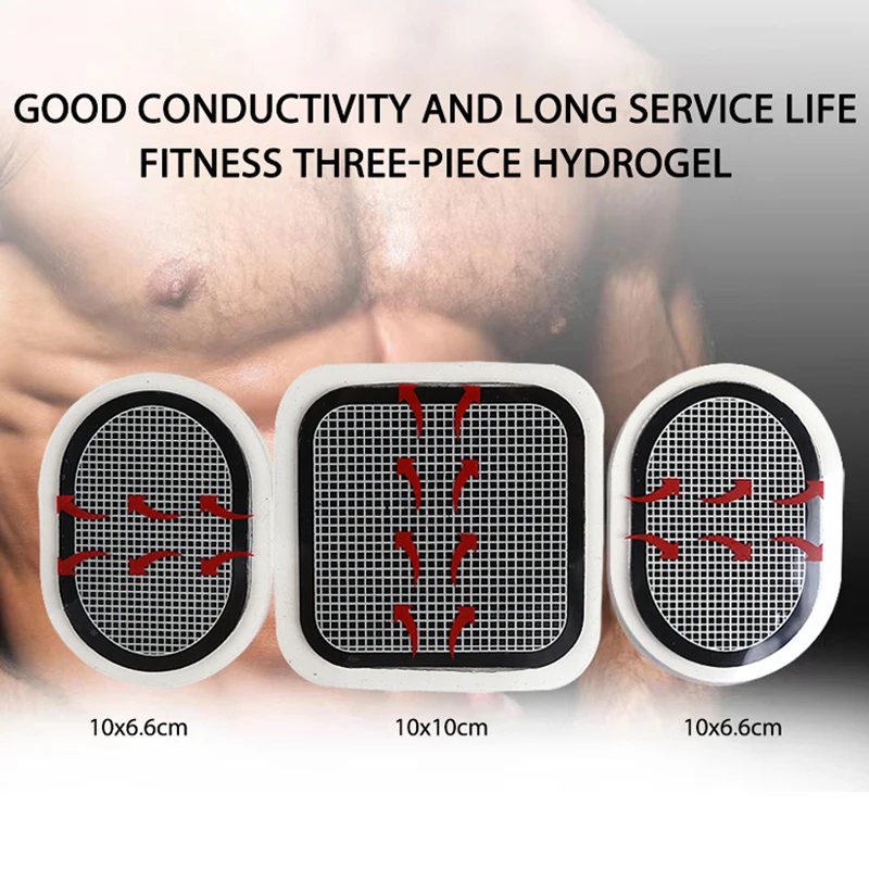 3pcs/Set Electric Muscle Stimulator Electrode Gel Abdomen Sheet Pads for Slimming Belt Patch Abdominal Abs Toner Massager