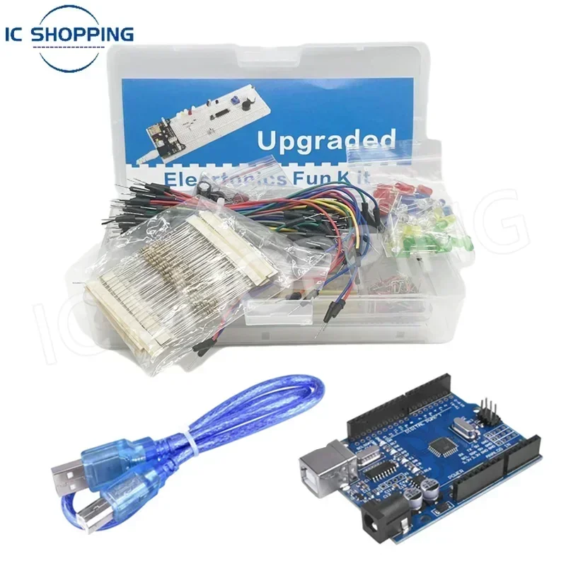 830Pcs DIY Electronics Starter Kit – For Arduino UNO R3, Includes Breadboard, Tie-points, and Electronic Components