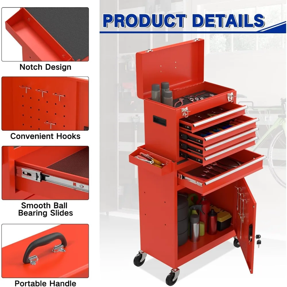 整備士用ローリングツールチェスト（車輪付き、大容量引き出し、頑丈な構造、収納ソリューション）