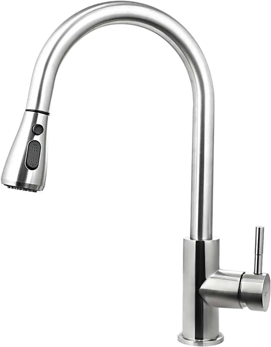 

Kitchen Faucet Single Handle High Arc Kitchen Sink Faucet with Pull-Down Spray Stainless Kitchen Faucet Steel Brushed Nic