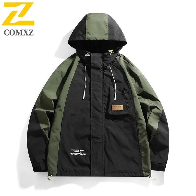 

COMXZ Men Lightweight Jacket Autumn Long Gorpcore Windproof Outdoor Adventure Cycling Climbing Jacket Color Color Outerwear