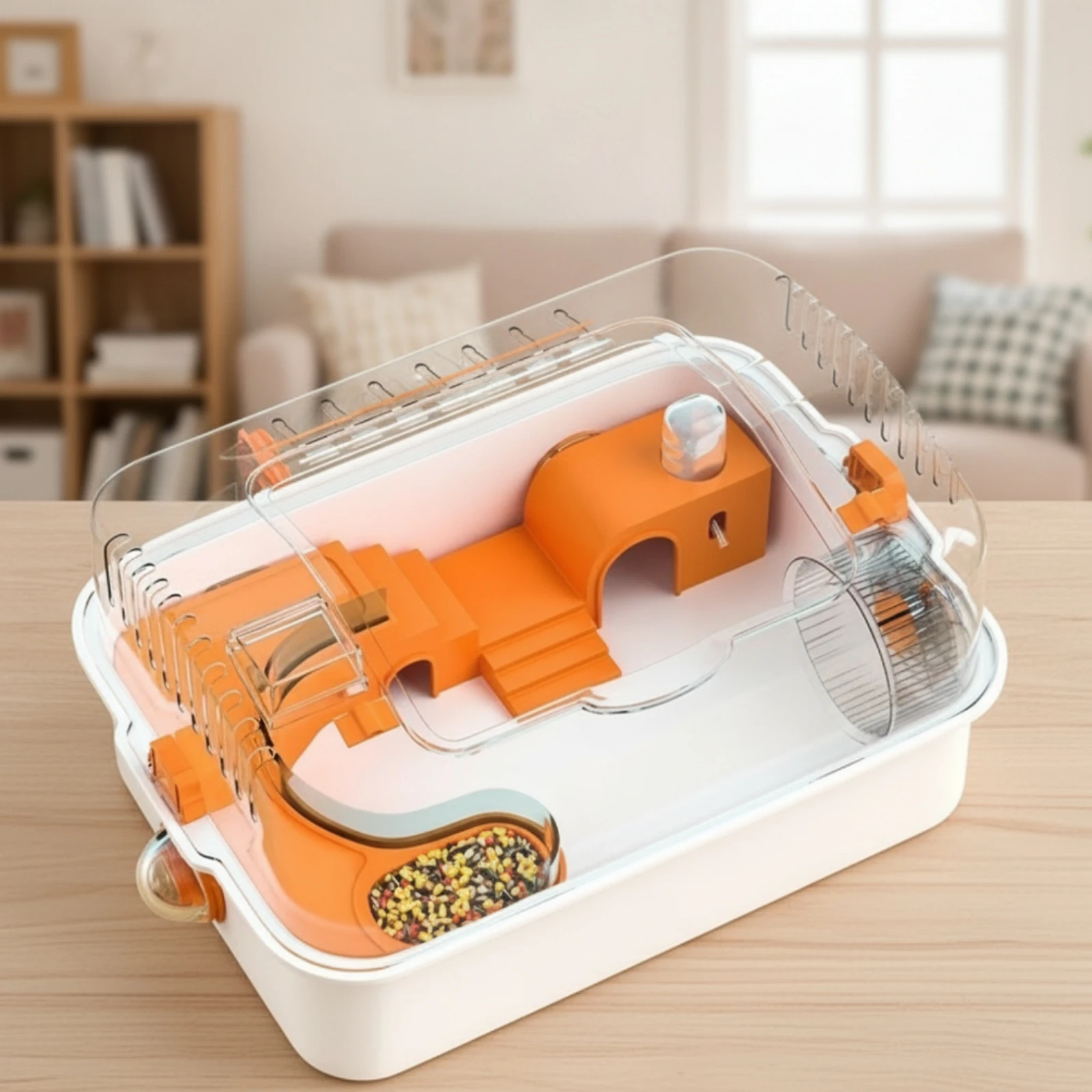 Hamster Cage Modular Hamster Cage with Wheel Small Animal Habitat Easy-to-Clean Breathable for Hamsters, Indoor, Apartments