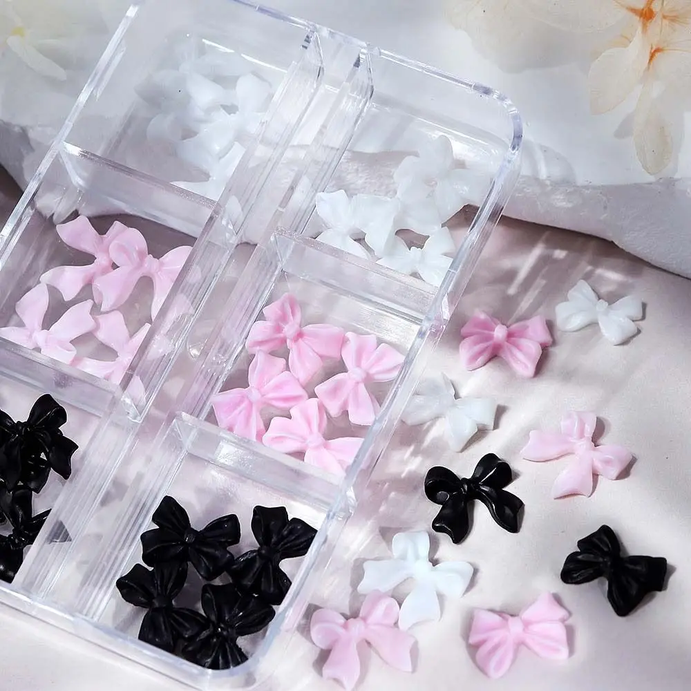 

Resin Nail Charms Bow Nail Decorations Manicure Ornaments White Pink Black Flower Nail Accessories Nail Art Supplies Resin