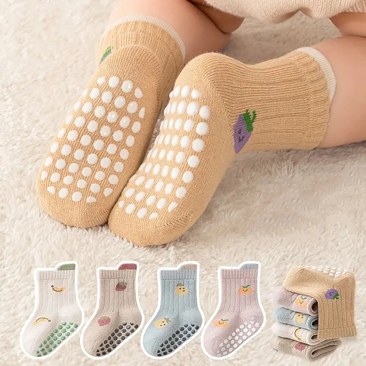  Toddler Walking Socks Anti slip Baby Floor Sock Spring Autumn Mid Tube Socks Cute Cartoon Kids Cotton Sock Newborn Footwear
