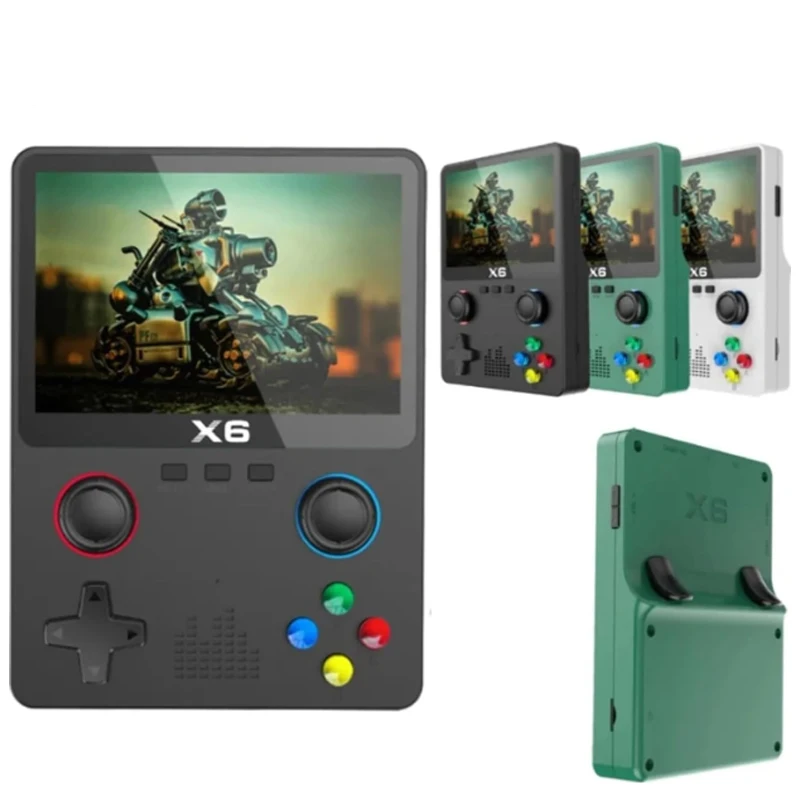 X6 3.5Inch IPS Portable Handheld Game Console Screen Dual Joystick 11 Simulators GBA Video 10000+ Classic Game Console for Kids