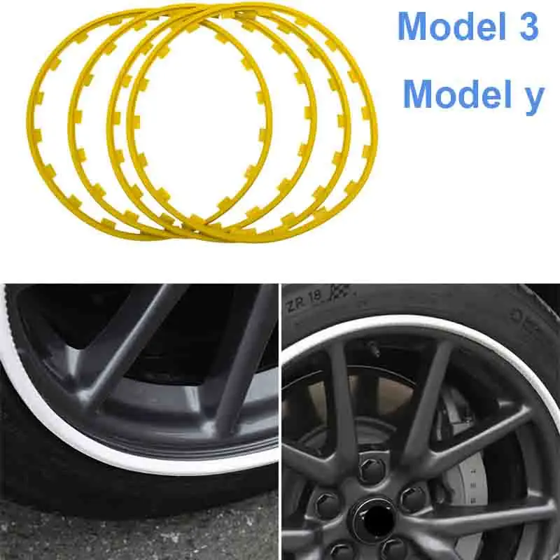 

16/17/18/19/20 Inch 4 Packs 4 Color Car Wheel Guard Rim Protecting Trim Ring Wheel Rings For Tesla Model 3 / Y