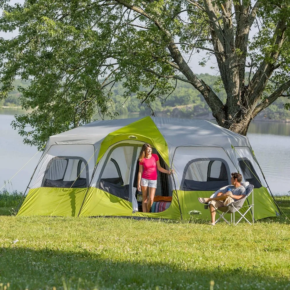 Tienda de campaña de cabina instantánea para 12 personas, carpas enormes de 3 habitaciones para la familia con bolsillos de almacenamiento para accesorios de Camping, carpa grande portátil emergente