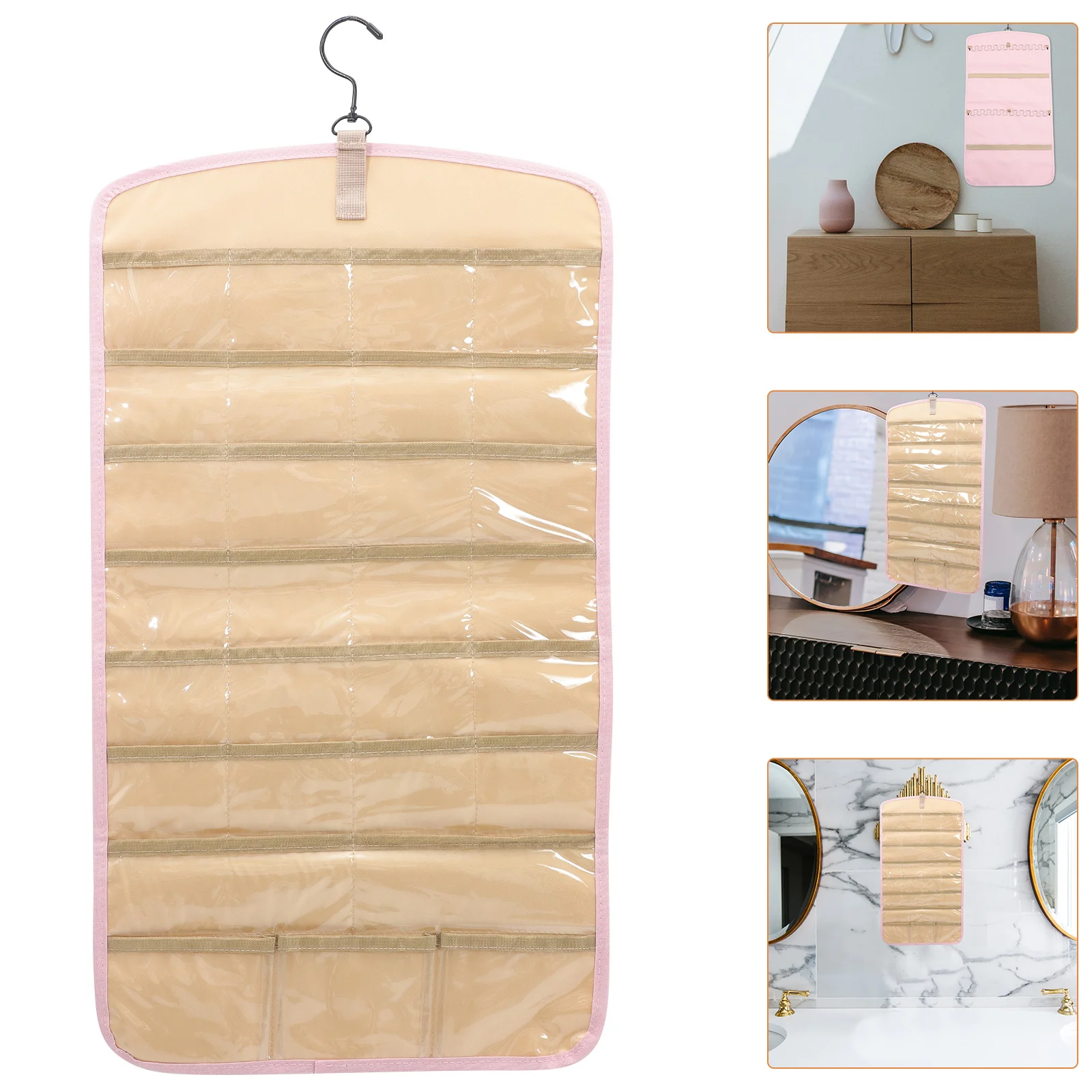 سعة كبيرة معلقة مجوهرات المنظم حقيبة التخزين المزدوج الوجهين معلقة القرط حلقة قلادة حامل جدار عرض المنظم #2