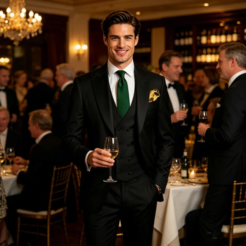 

High-Quality Formal Three-Piece Men's Business Terno Jacket Vest Pants Wedding Guest Dress Suit Set