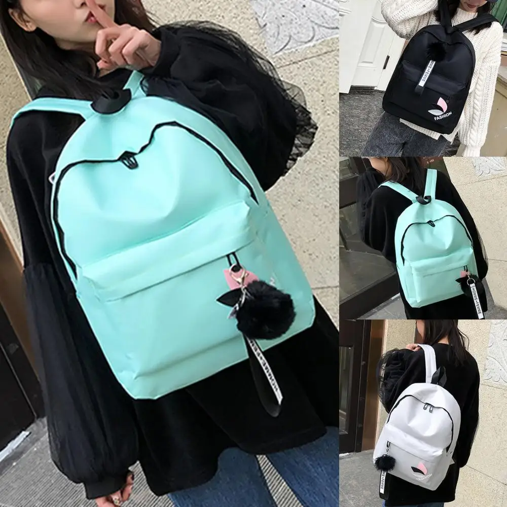 Mochila de lona estilo coreano casual para mulheres, mochila escolar para viagens, bolsa de armazenamento