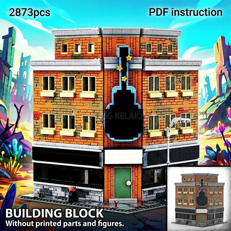 

Модель MOC-конструктора «Угловой паб-бар в стиле рок-музыки с гигантской гитарой» для 247617 MOC