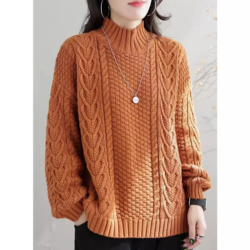 

Dongguan Daliang Knitted Sweater Women's High-end New Sle Fce Long Sve High Collar Regular Length Autumn Winter Faion