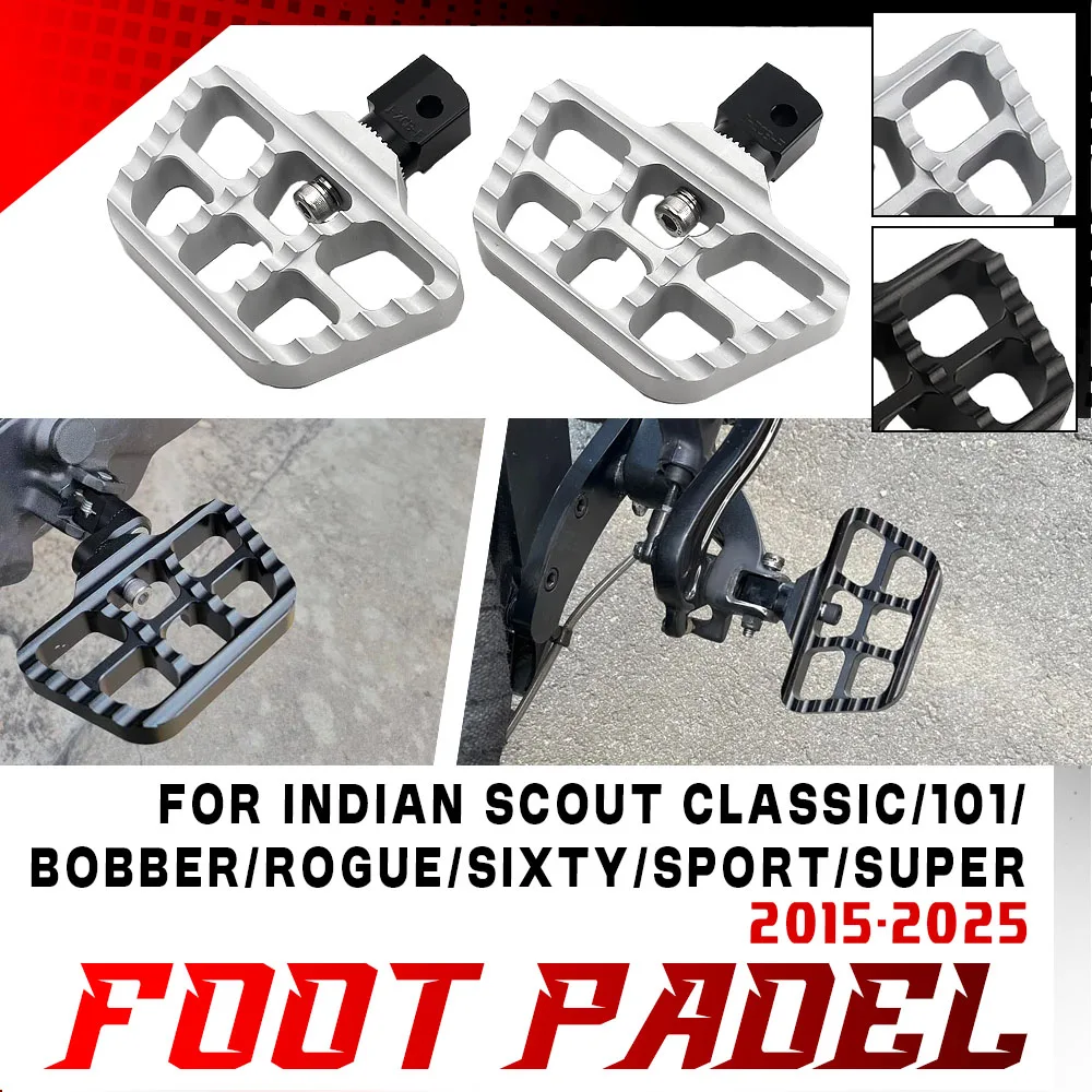 

For Indian Scout Sixty Classic Rogue Bobber Twenty Rider Foot Rests Pedal Motorcycle Front Foot Controls Rotatable Wide Footpegs