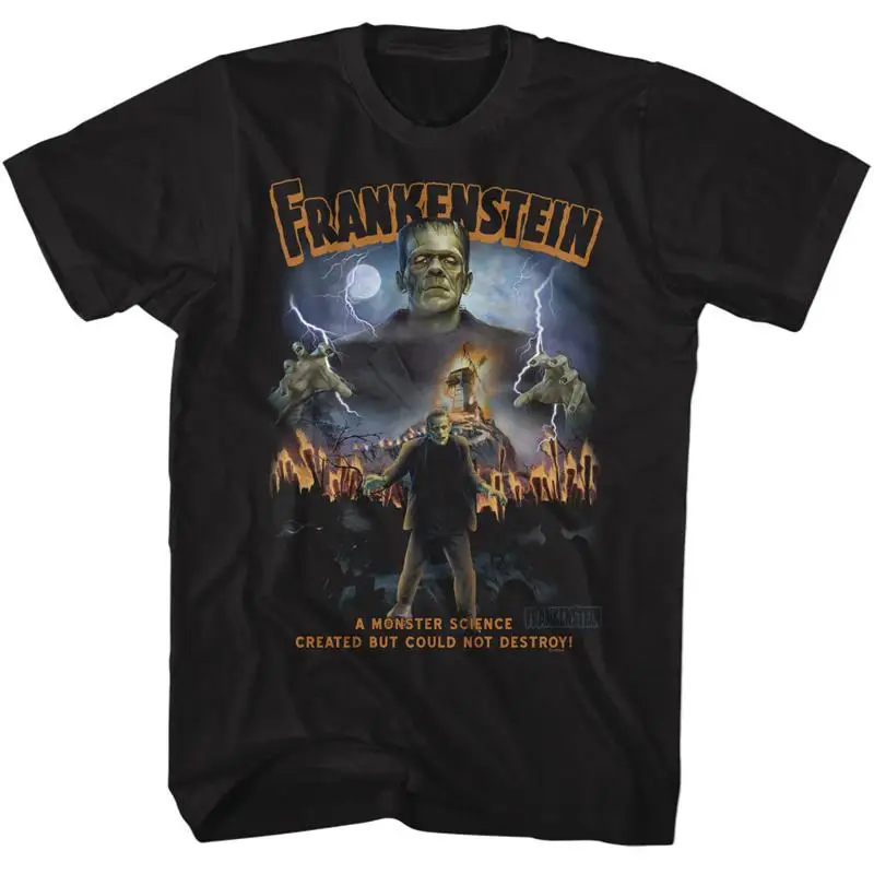 Universal Monsters Frankenstein Science Created Could Not Destroy Men's T Shirt