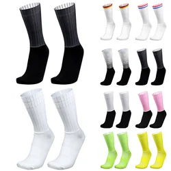 Meias anti deslizamento whiteline silicone verão ciclismo aero meias dos homens bicicleta esporte correndo meias calcetines ciclismo