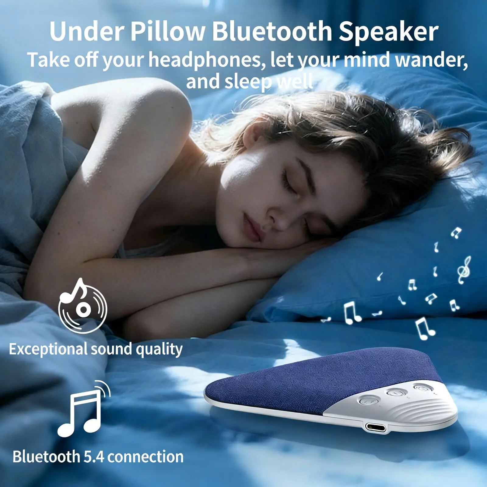 

Ultra Thin Mini Sleeping Bluetooth Speaker White Noise Sleep Aid Soundbar Wireless TF Card Support Timed Shutdown Pillow Speaker
