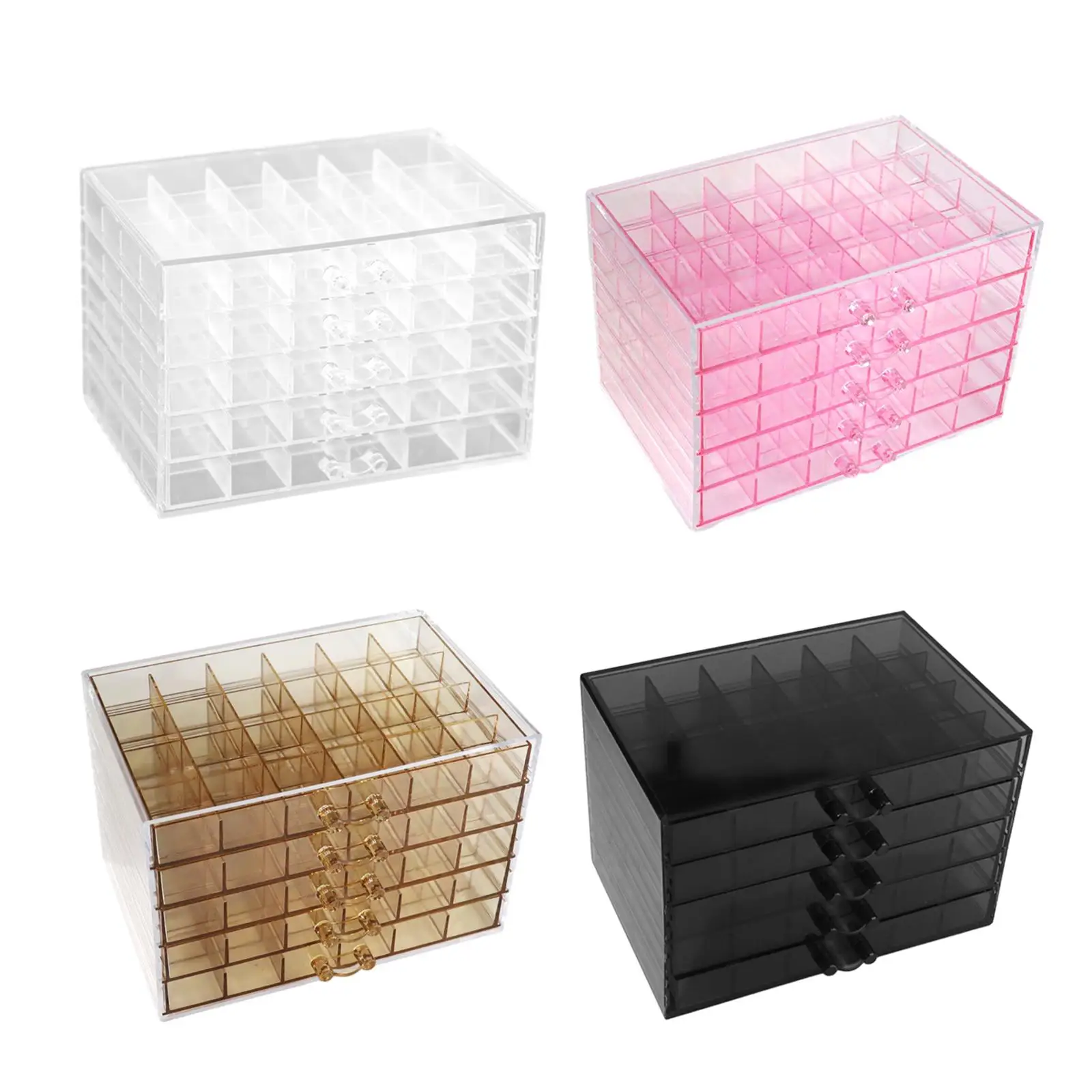 

Jewelry Organizer Box Detachable Clear 120 Grids Jewelry Display Stand Drawer Nail Tip Case Earring Rings Necklaces Storage Box