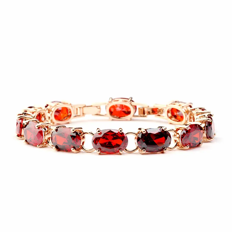 HOT Seller Garnet Jewelry  925 Sterling Silver Shining Venus Bangle Cubic Zircon Stone Charm Women Ladies Bracelet With Extender