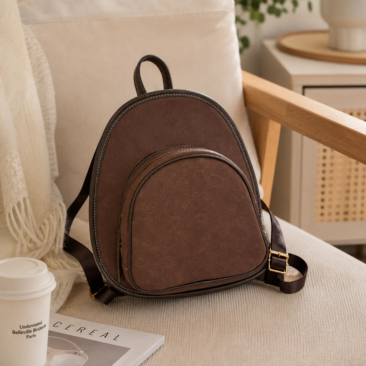 

Portable Denim Bucket Hat Backpack Travel Casual Korean Style Matte Texture Girls Shoulder Bag Mini Rucksack