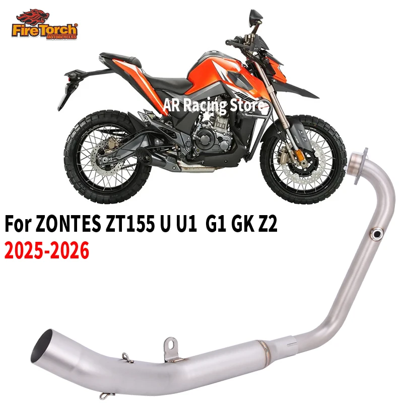 

Motorcycle Exhaust System Escape Moto For ZONTES ZT155 U U1 G1 GK Z2 2025 2026 Modified Front Link Pipe 51mm With O2 Sensor