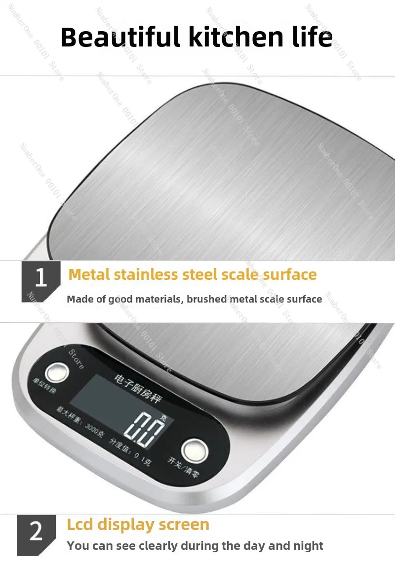 Kitchen Scale Charging Electronic Household Food Portable Stainless Steel Baking Tea Table Scale