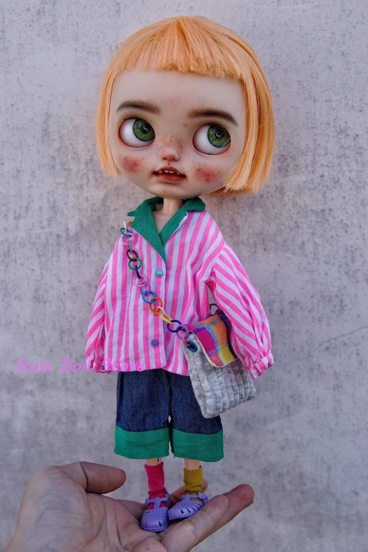 Dula Doll Clothes Dress Pink Colorful stripes dress ob24 ob22 Azone Licca ICY JerryB 1/6 Bjd Doll Accessories