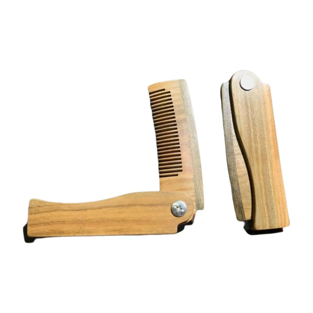 High Quality Natural Sandalwood Wooden Hair Comb Fold Design Hair Brush Beard Brush Styling Tools Sandalwood Comb For Beard