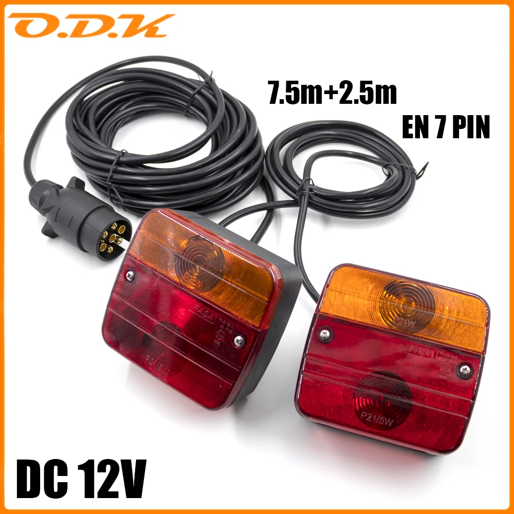 

1 Set 12V Trailer Lightboard Taillight 10m Cable 7 Pin Brake Stop License Number Plate & Reflector Turn signal & Warning light